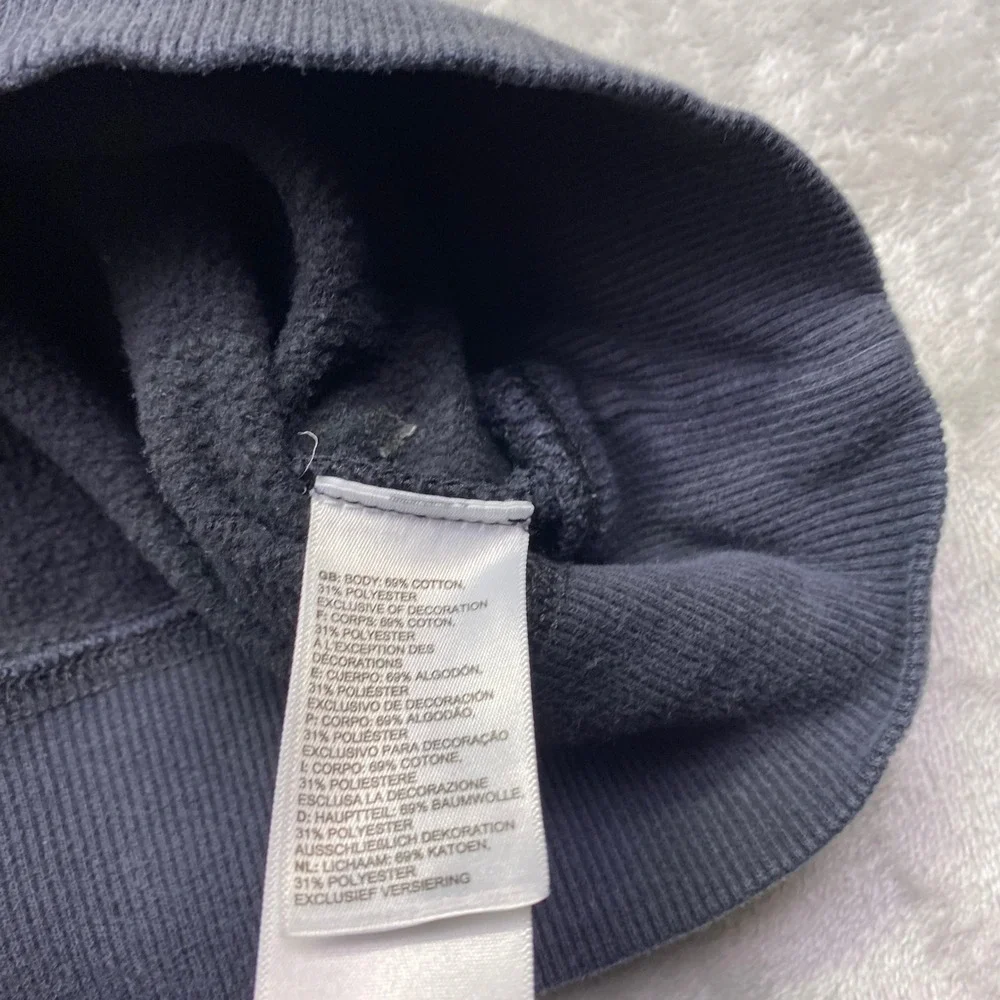 The North Face Mens Black Pullover Hoodie White Logo Fleece‎ Sweatshirt Size M